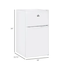 Homcom 3.2 Cu.Ft Mini Fridge with Freezer and Adjustable Shelf,