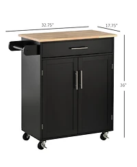Homcom Kitchen Large Storage Island on 360° Swivel Wheels Cart w/ Drawer