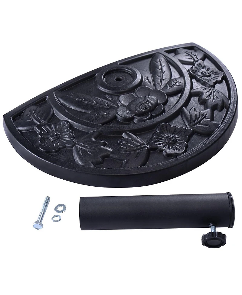 20'' Outdoor Patio Half Round Umbrella Base Stand Resin Deck Table Sun Shade