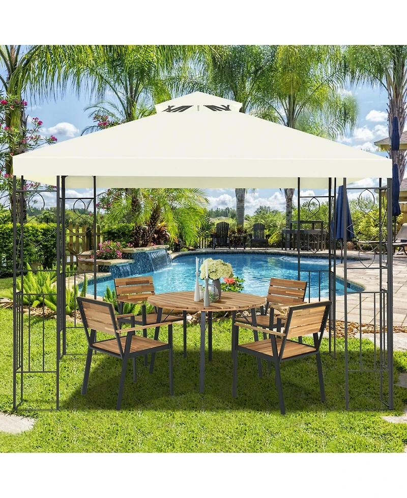 Costway 2 Tier 10'x10' Patio Gazebo Canopy Tent Steel Frame Shelter Awning