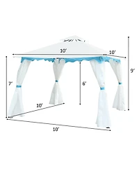 Costway 2 Tier 10'x10' Patio Gazebo Canopy Tent Steel Frame Shelter Awning W/Side Walls