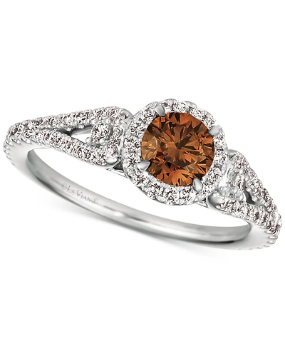 Le Vian Chocolate Diamond (5/8 ct. t.w.) & Vanilla Diamond (3/8 ct. t.w.) Halo Ring in Platinum