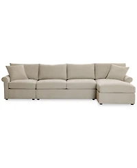 Closeout! Wrenley 134" 3-Pc. Fabric Sectional Chaise Sofa, Created for Macy's