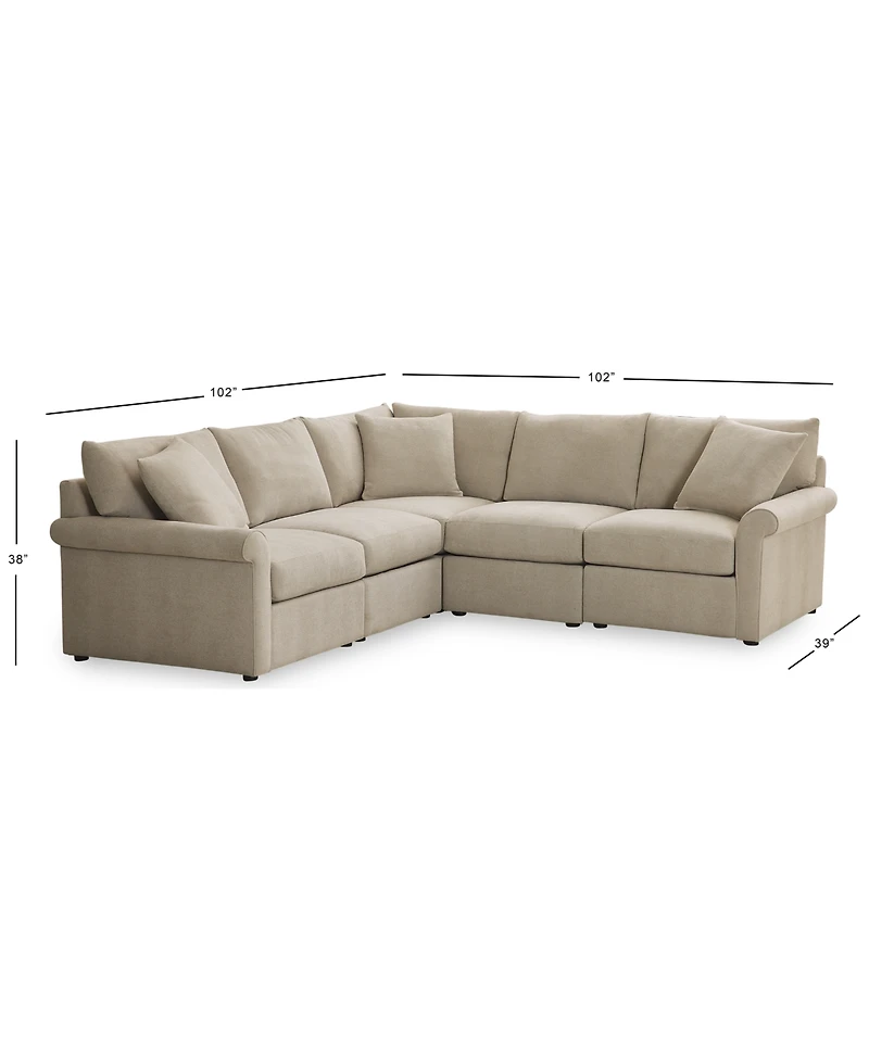 Closeout! Wrenley 102" 5-Pc. L-Shape Modular Sectional Sofa, Created for Macy's