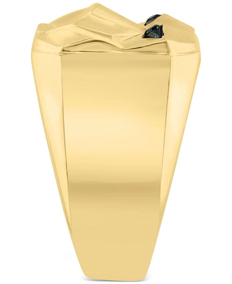 Effy Men's Black Spinel Lion Ring (1/10 ct. t.w.) in 14k Gold-Plated Sterling Silver