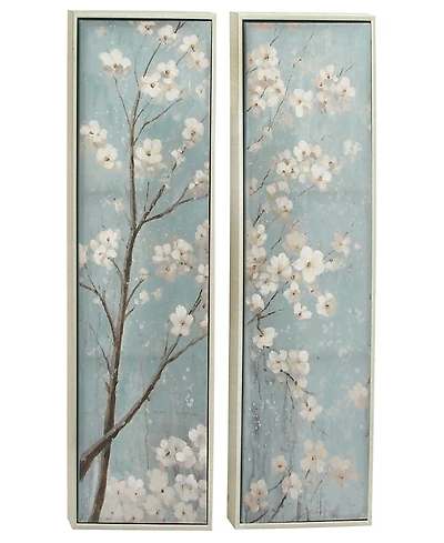 Rosemary Lane Canvas Cherry Blossom Floral Framed Wall Art with Silver-Tone Frame Set of 2, 20" x 59"