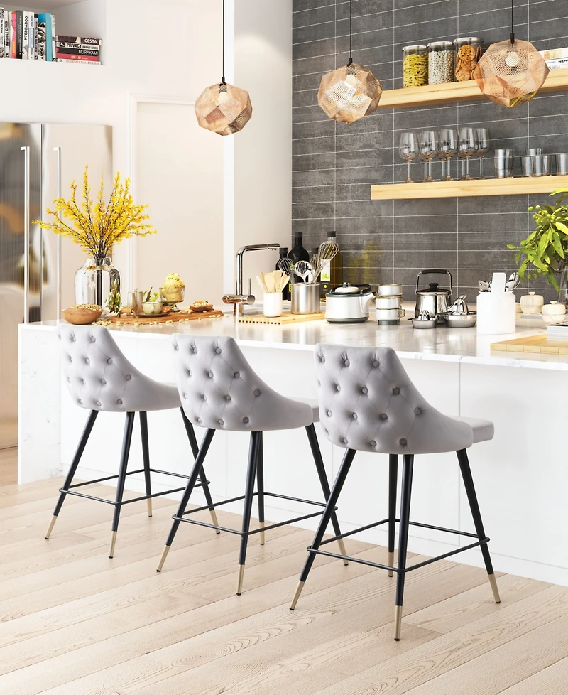 Zuo 36" Steel, Polyester Piccolo Pencil Legs Counter Chair