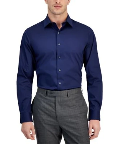 Alfani Mens Temperature Regulating Solid Dress Shirt Slim Regular Fit