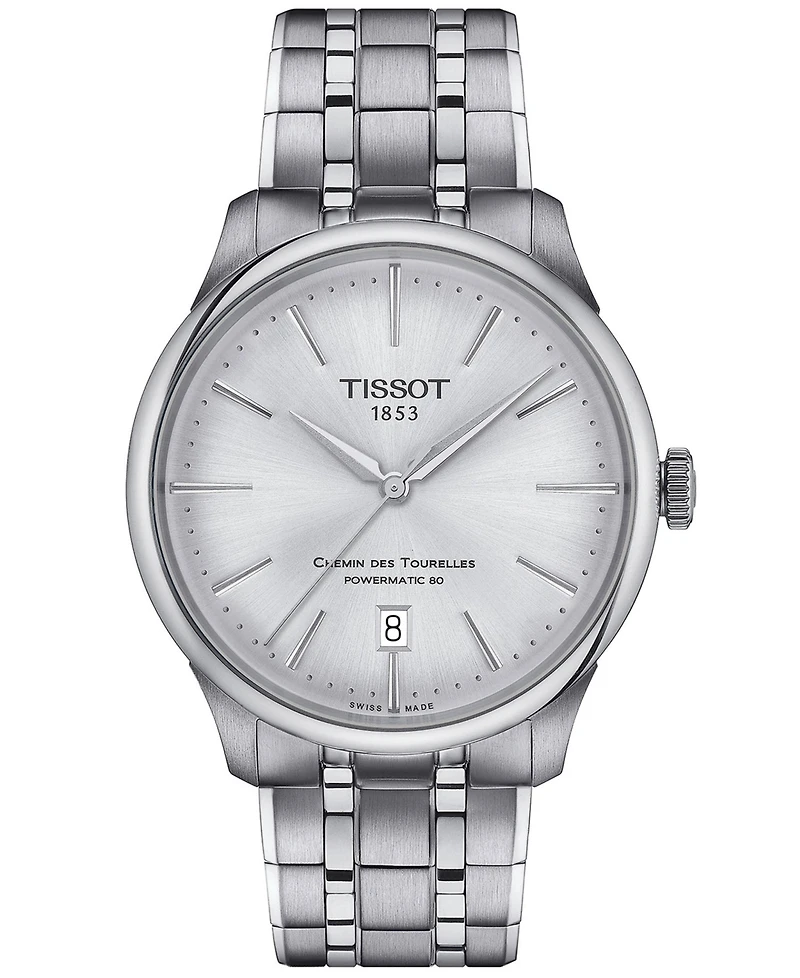 Tissot Unisex Swiss Automatic Chemin des Tourelles Powermatic 80 Stainless Steel Bracelet Watch 39mm