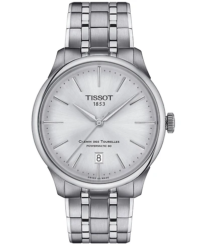 Tissot Unisex Swiss Automatic Chemin des Tourelles Powermatic 80 Stainless Steel Bracelet Watch 39mm