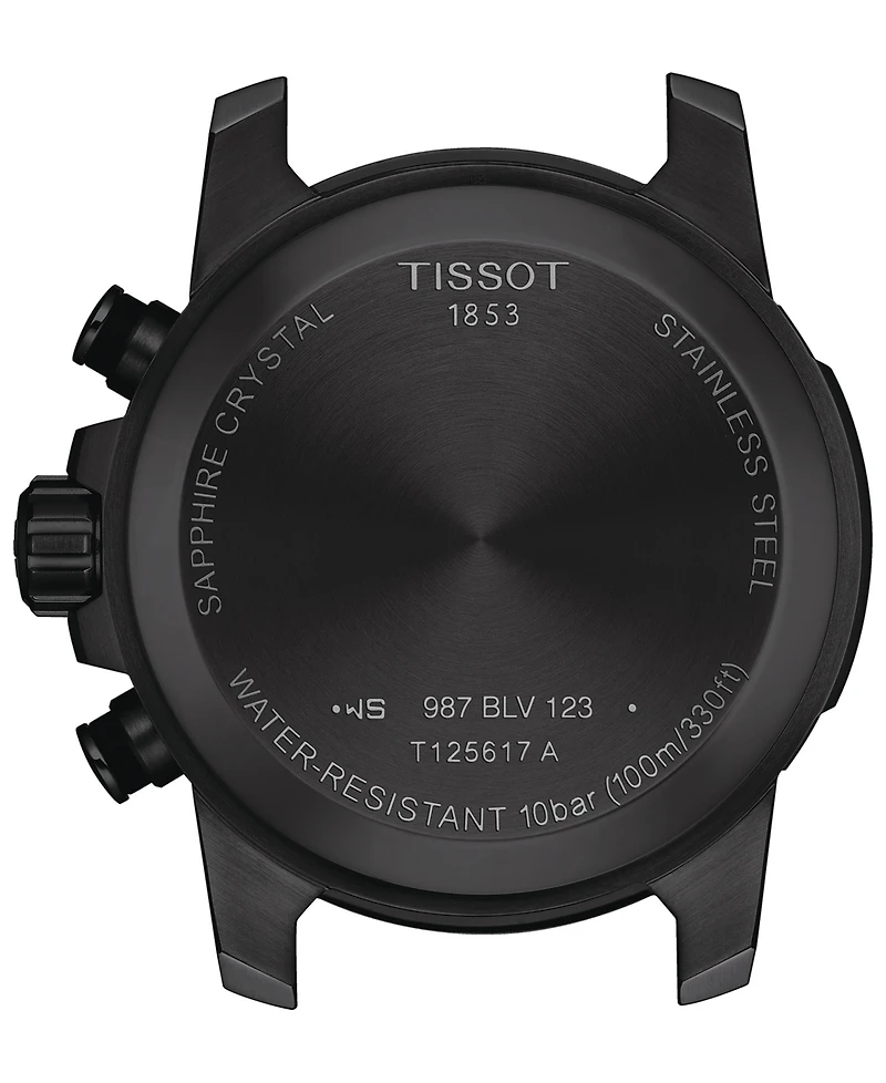 Tissot Men's Swiss Chronograph Supersport Black Leather Strap Watch 46mm