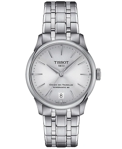 Tissot Women's Swiss Automatic Chemin des Tourelles Powermatic 80 Stainless Steel Bracelet Watch 34mm