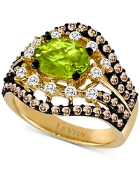 Le Vian Green Apple Peridot (1-1/2 ct. t.w.) & Diamond (1-1/4 ct. t.w.) Multirow Statement Ring in 14k Gold
