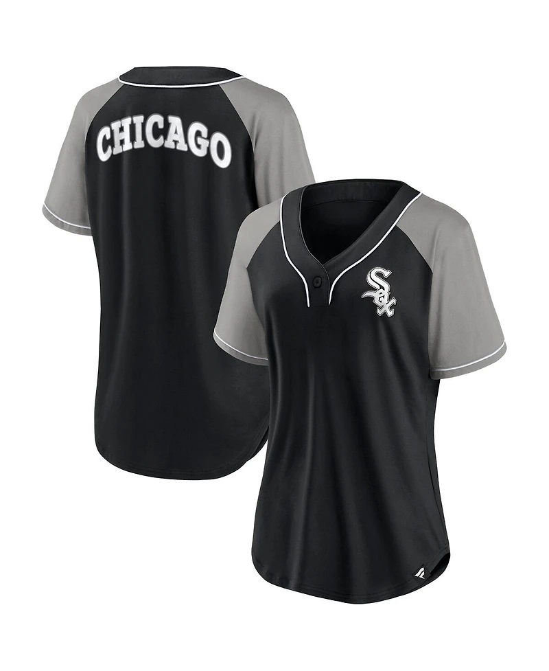 Women's Fanatics Black Chicago White Sox Ultimate Style Raglan V-Neck T-shirt
