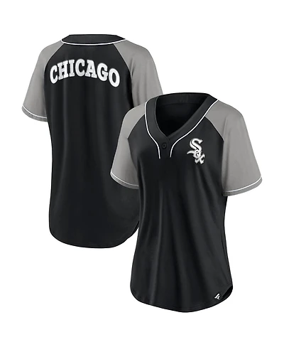 Women's Fanatics Black Chicago White Sox Ultimate Style Raglan V-Neck T-shirt