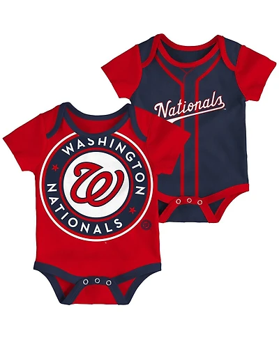 Infant Boys and Girls Red, Navy Washington Nationals Double 2-Pack Bodysuit Set