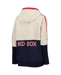 Women's G-iii 4Her by Carl Banks Oatmeal, Navy Boston Red Sox Shuffle It Raglan Full-Zip Hoodie