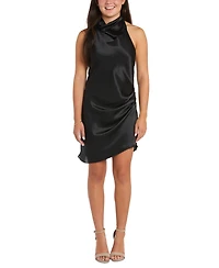 Morgan & Company Juniors' High-Neck Satin Mini Dress