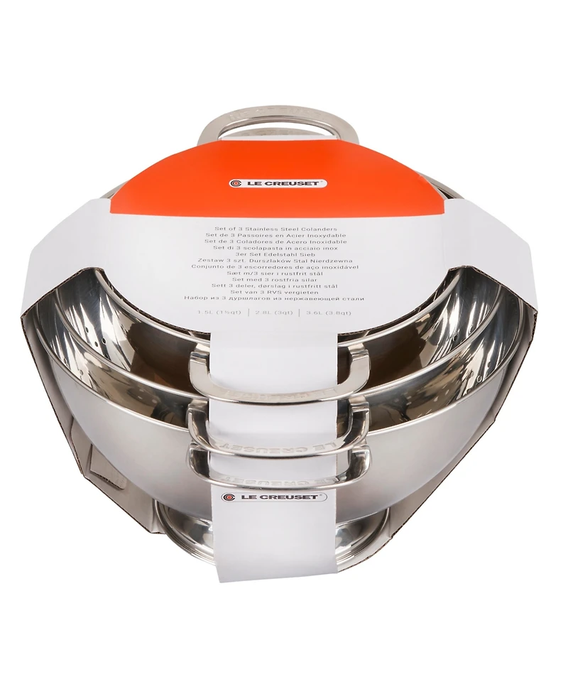 Le Creuset Set of 3 Stainless Steel Colanders