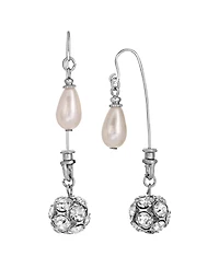 2028 Imitation Pearl Crystal Front Back Drop Earrings