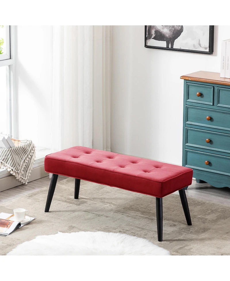 WestinTrends Velvet Tufted Bedroom Bench for Living Room & Entryway