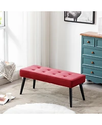 WestinTrends Velvet Tufted Bedroom Bench for Living Room & Entryway