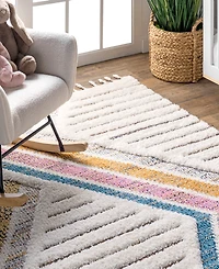 nuLoom Loft Angela High-Low Modern Diamond Tassel 5'3" x 7'6" Area Rug