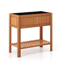 Rectangle Wood Flower Planter Box Portable Raised Vegetable Patio