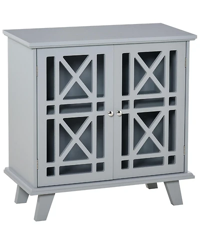 Homcom Accent Storage Cabinet Sideboard Serving Console with Fretwork Doors