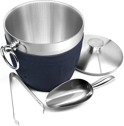 Mega Casa Megacasa 2.8 Liter Insulated Stainless Steel Ice Bucket with Ice Tongs and Lid