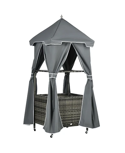 Outsunny Outdoor Towel Rack for Pool, Cove Pool Caddy,