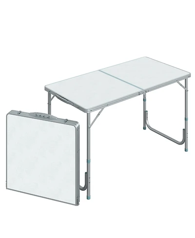 4FT Aluminum Adjustable Folding Camp Table with Mdf Top