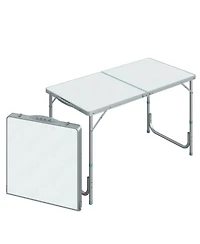 4FT Aluminum Adjustable Folding Camp Table with Mdf Top