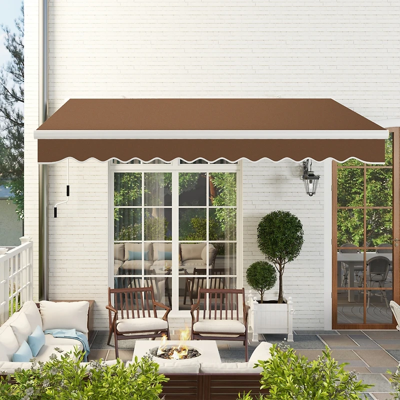 Outsunny 13' x 8' Manual Retractable Awning Sunshade Shelter