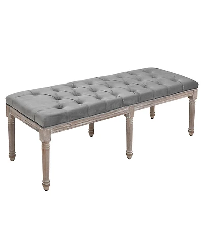 Homcom Accent Bench Tufted Upholste Fabric Ottoman for Living Room, Bedroom