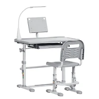 Qaba Kids Table and Chair Set, Activity Desk with Usb Lamp,