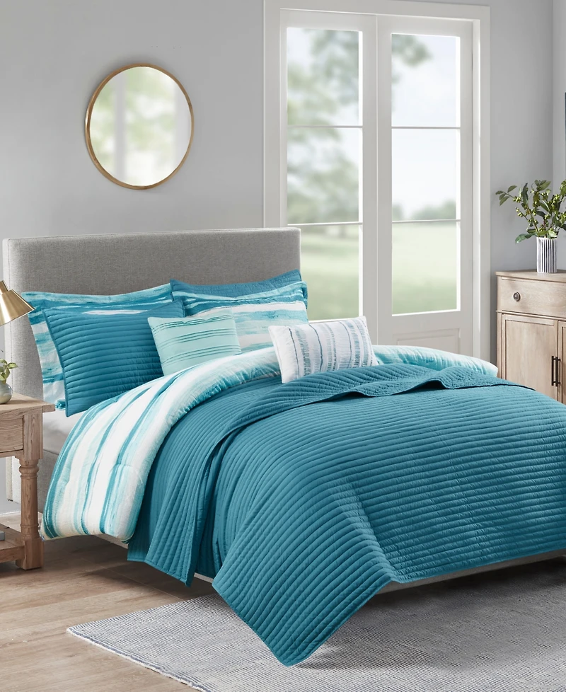 Madison Park Marina Printed Seersucker 8-Pc. Comforter and Coverlet Set, Full/Queen