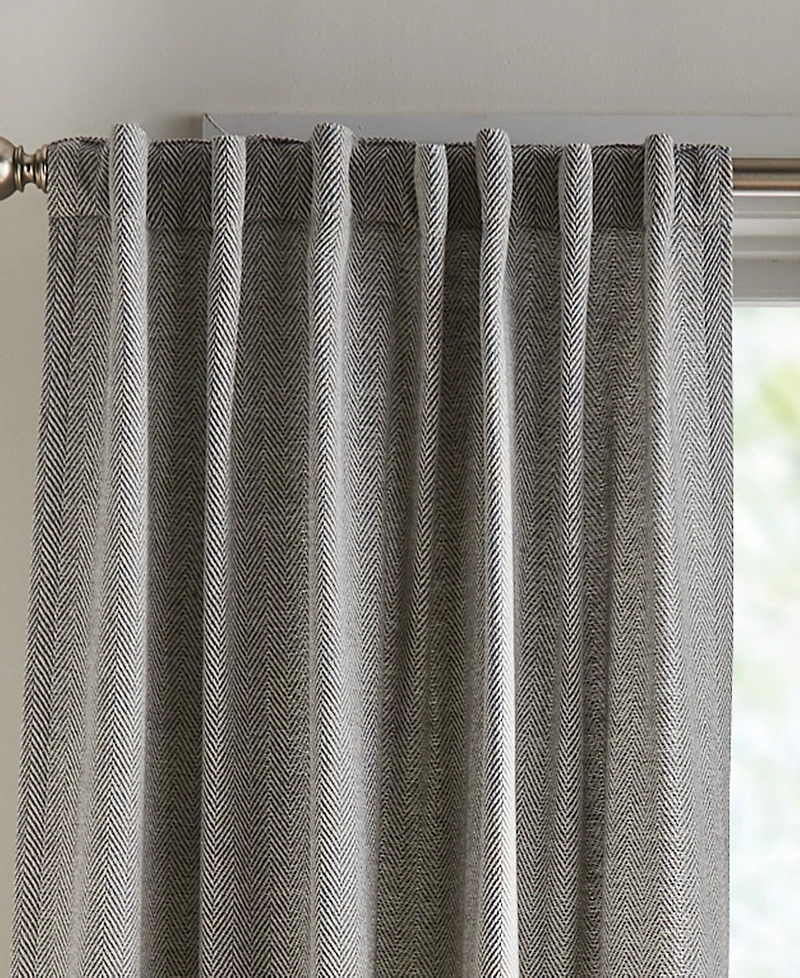 Tommy Hilfiger Herringbone Back Tab Dusty 2-Piece Curtain Panel