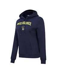 Women's Pro Standard Navy Milwaukee Brewers Classic Fleece Pullover Hoodie