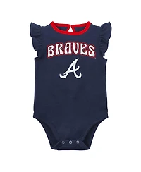 Newborn and Infant Boys Girls Navy, Heather Gray Atlanta Braves Little Fan Two-Pack Bodysuit Set