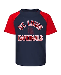 Toddler Boys and Girls Navy, Heather Gray St. Louis Cardinals Two-Piece Groundout Baller Raglan T-shirt and Shorts Set