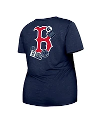 Women's New Era Navy Boston Red Sox Plus Two-Hit Front Knot T-shirt
