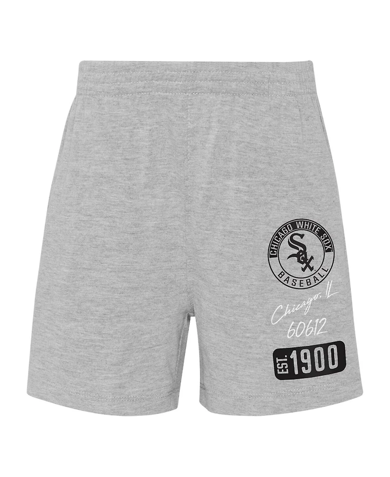 Toddler Boys and Girls White, Heather Gray Chicago White Sox Two-Piece Groundout Baller Raglan T-shirt and Shorts Set