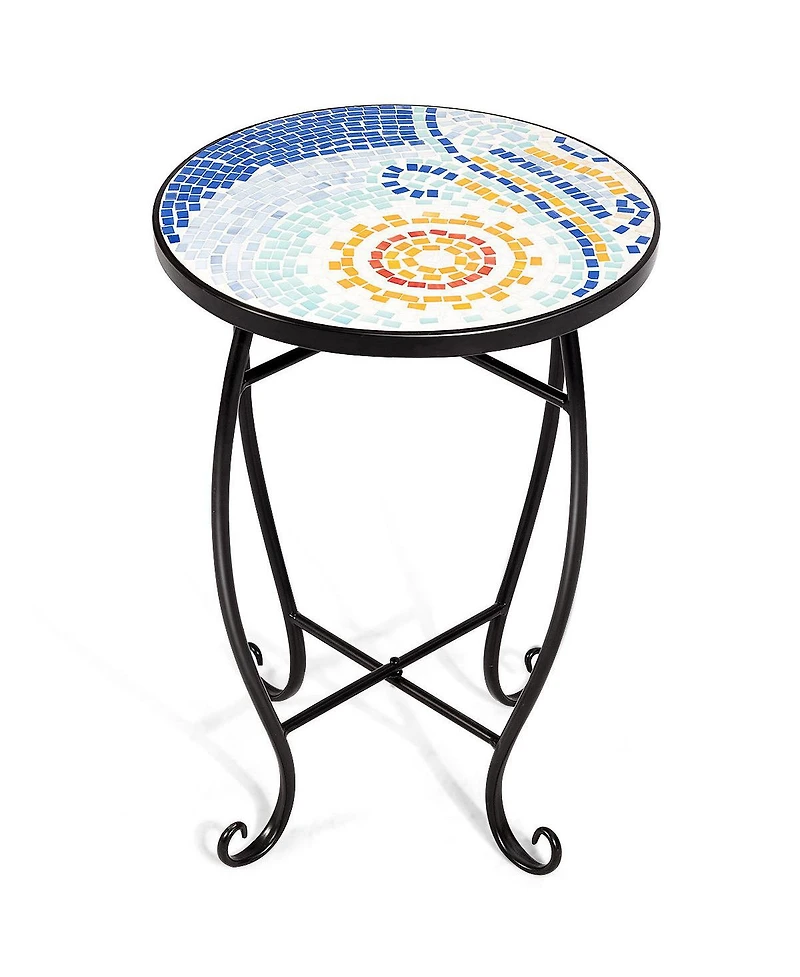 Costway Outdoor Indoor Accent Table Plant Stand Cobalt
