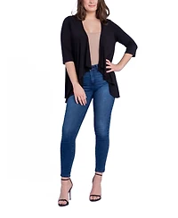 24seven Comfort Apparel Women's Open Front Elbow Length Sleeve Cardigan Sweater