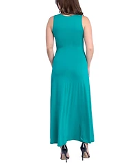 24seven Comfort Apparel Women's Relaxed Sleeveless Tunic A-Line Long Dress