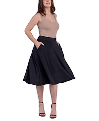 24Seven Comfort Apparel Women's Elastic Waistband Pocket Midi Skirt