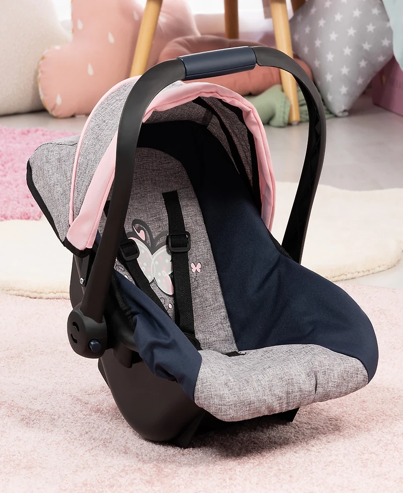 Bayer Design Dolls Grey, Blue, Pink Butterfly Car Seat