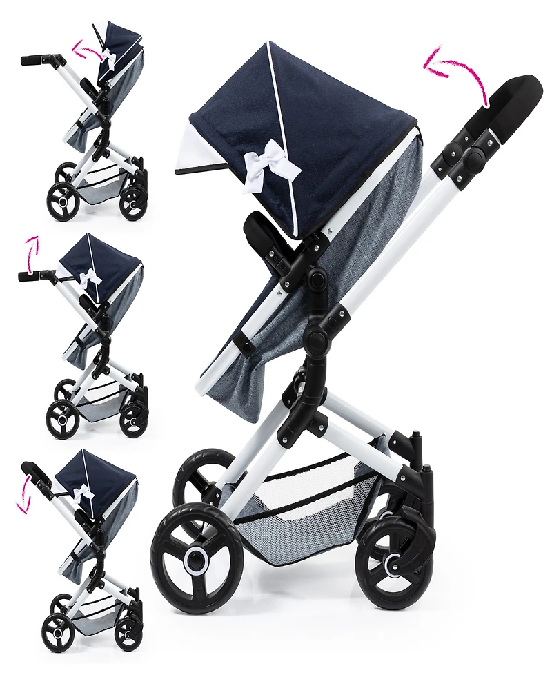 Bayer Design Dolls Blue, Grey, White Pram Neo Vario