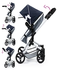 Bayer Design Dolls Blue, Grey, White Pram Neo Vario